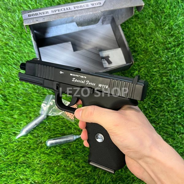 Пневматичний пістолет Glock 17 Blowback . Модель &ndash; Borner W119 Blowback ( метал ) 161 фото